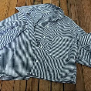Abercrombie & Fitch Navy and White Striped Shirt